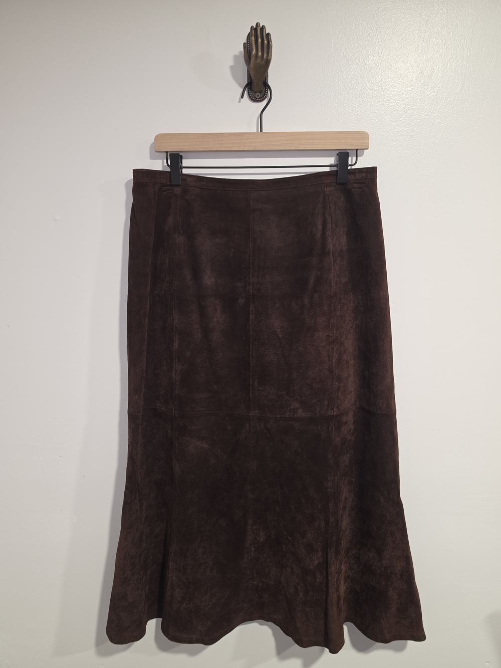 Roth LeCover California Vintage 100% Brown Leather Midi Skirt Women's Size 10